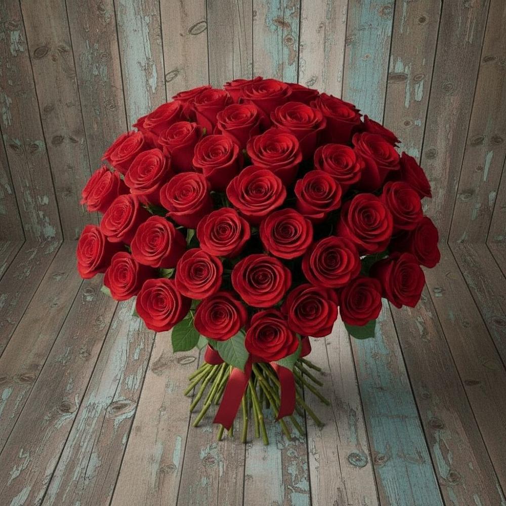 Букет 55 Красных роз Фридом в Асекеево