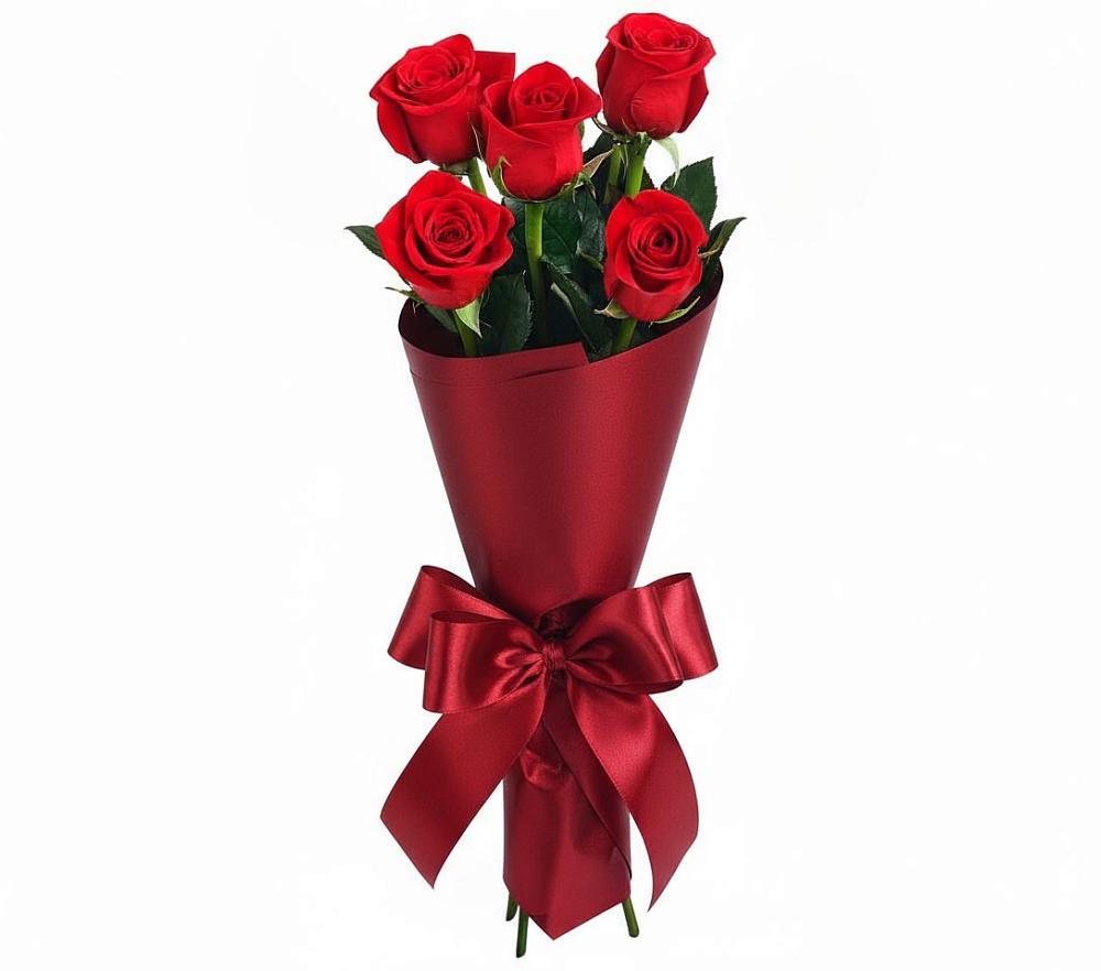 Букет 5 Красных роз Эдлесс Лав в Асекеево