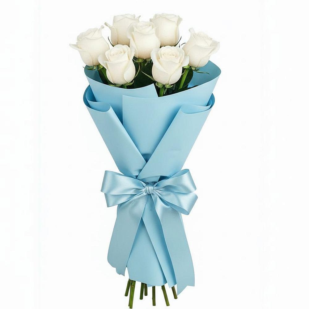 Букет 7 белых роз Проуд в Асекеево