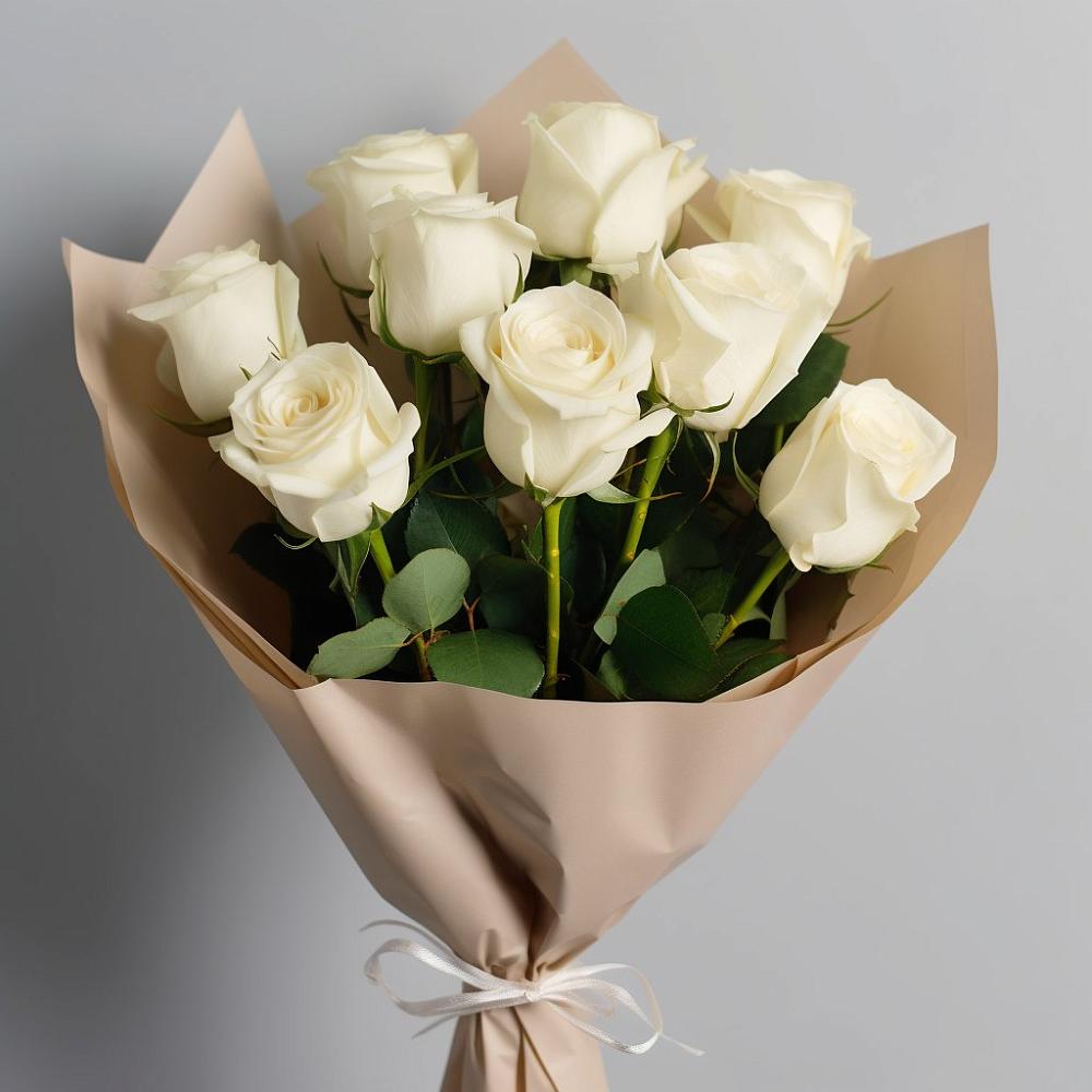 Букет 9 Белых роз Эдлесс Лав в Асекеево