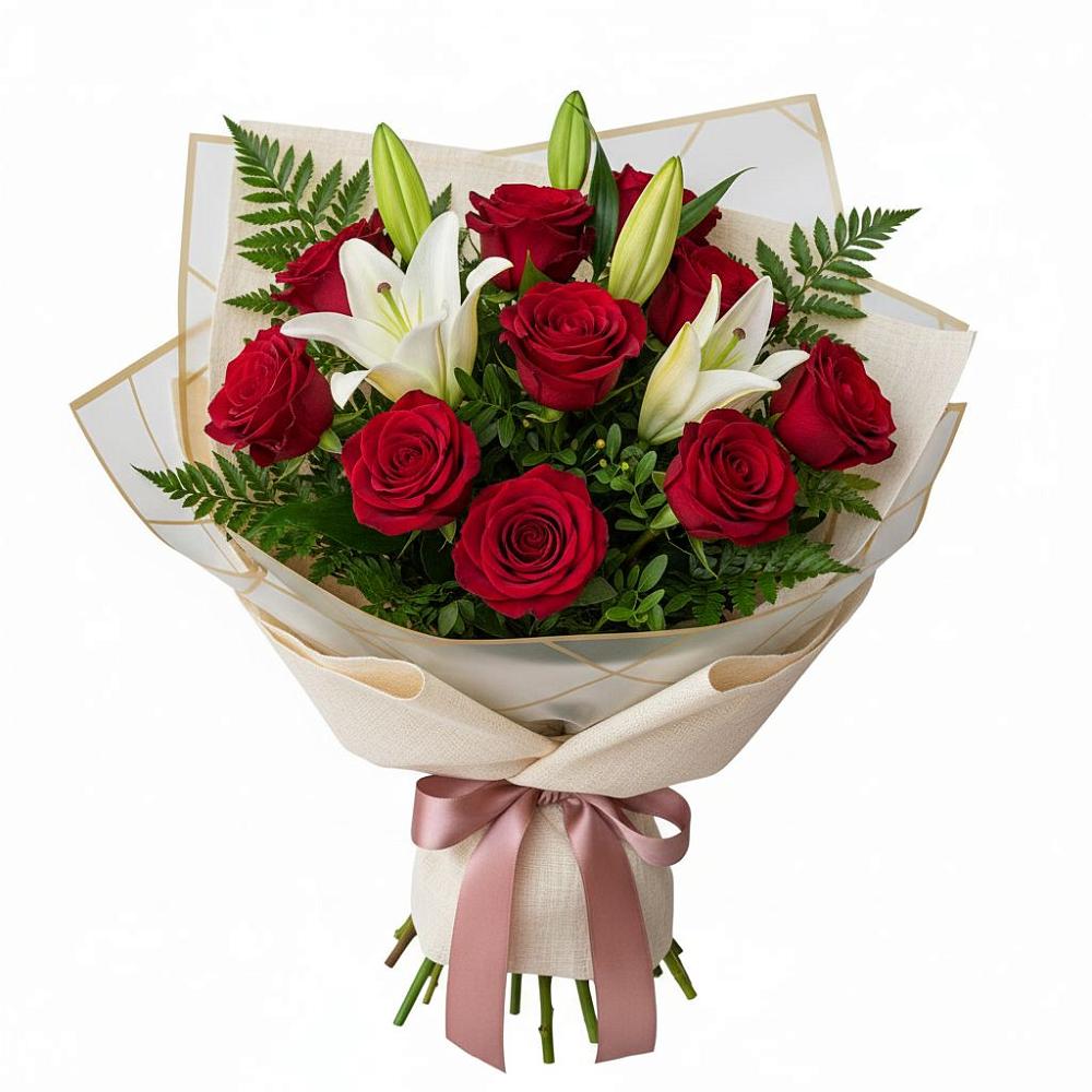 Букет цветов из: Лилии и Розы в Асекеево