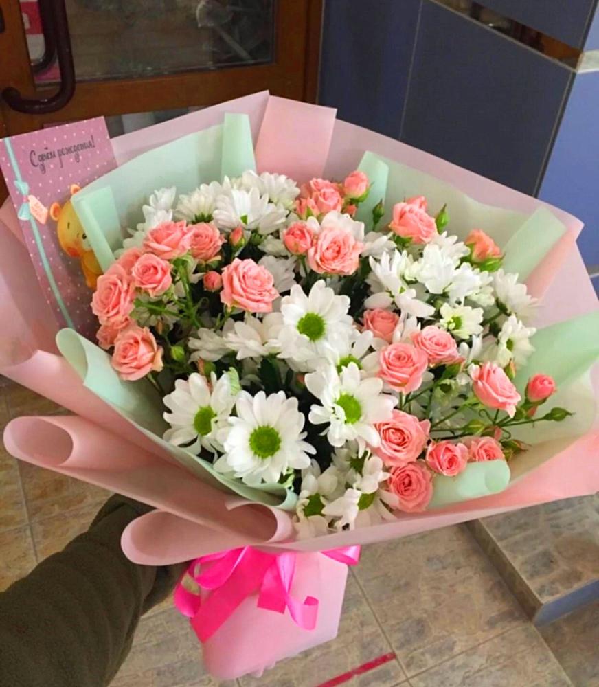 Букет цветов из: Розы и Хризантемы в Асекеево