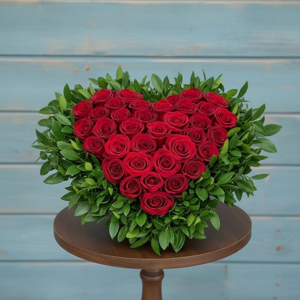 Цветочная композиция из Розы в виде сердца в Асекеево