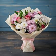 Букет цветов из:  Хризантемы, Альстромерии и Розы в Асекеево