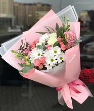 Букет цветов из:  Розы, Лизиантусы и Хризантемы в Асекеево
