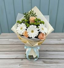 Букет цветов из:  Герберы, Розы и Хризантемы в Асекеево