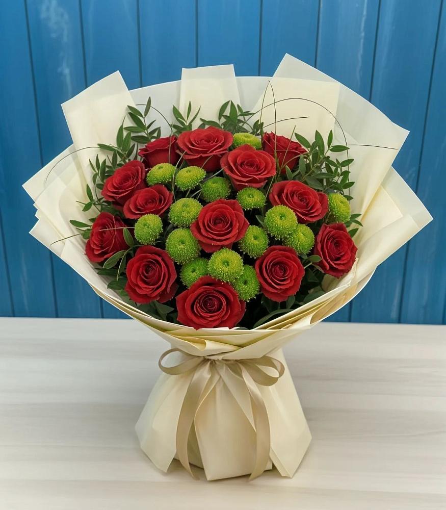 Букет цветов из: Розы и Хризантемы в Асекеево