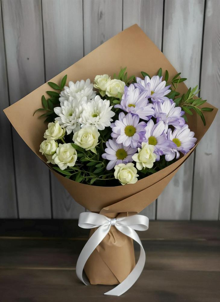 Букет цветов из: Хризантемы и Розы в Асекеево